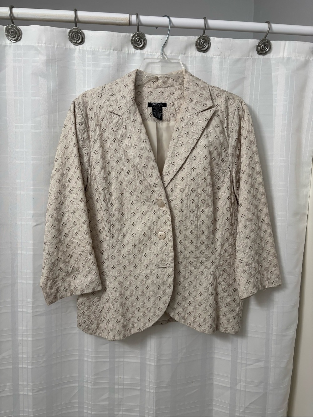 Bob Mackie Cream Eyelet Blazer Jacket